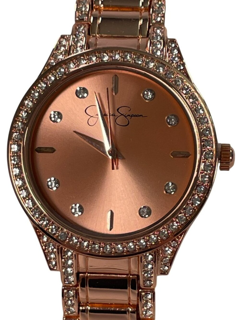 Jessica Simpson Rose Gold-Tone Crystal Watch JWB0006RG BOXED Women's NEW